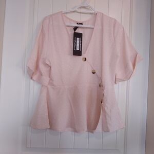 🆕️NWT INFLUENCE ASYMMETRICAL W/ POPLUM BLOUSE/ hang